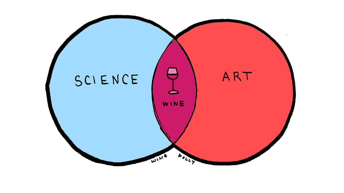 מדע + אמנות = יין - קונספט איור מאת Wine Folly