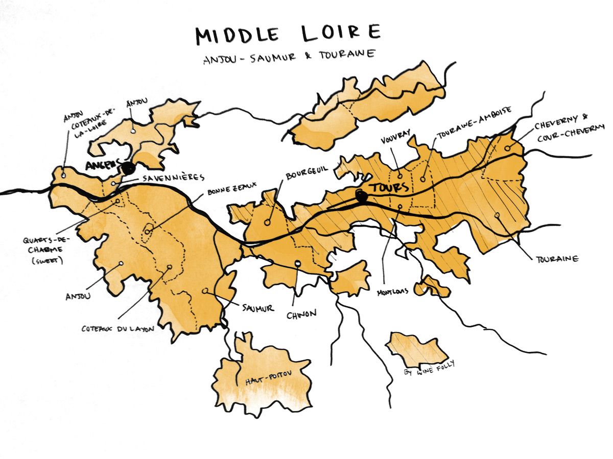 Vidurio Luaros slėnio vyno žemėlapis pagal „Wine Folly“