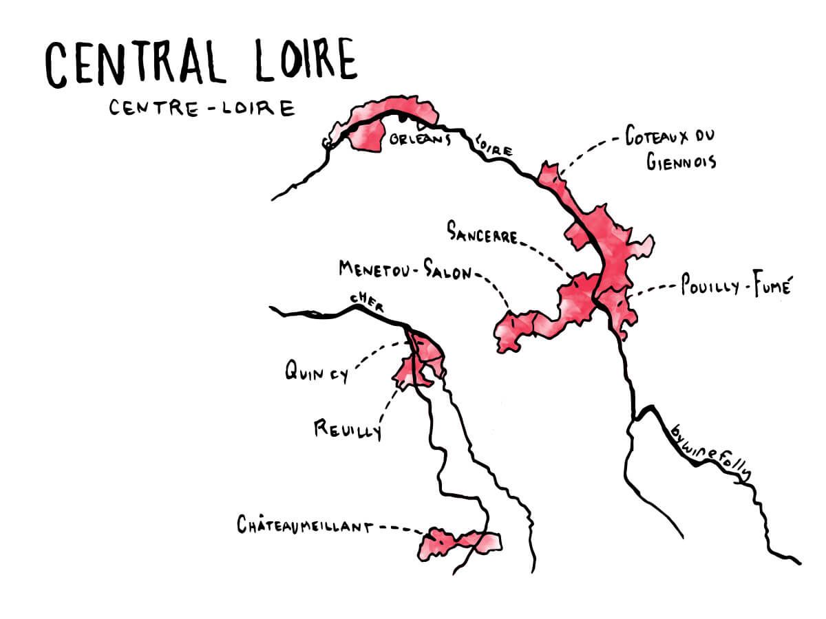 מרכז-מרכז-לואר-עמק-יין-מפה-איור-יינות