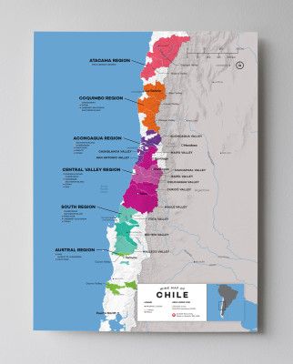 12x16 Chile wine mapa sa pamamagitan ng Wine Folly