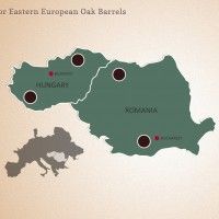 Карта на унгарските източноевропейски дъбови бъчви