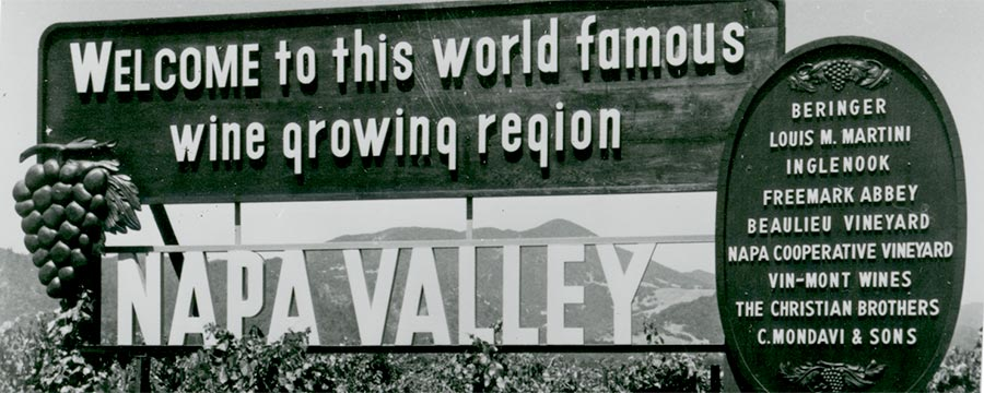 Знак на долината Напа Световноизвестна Напа