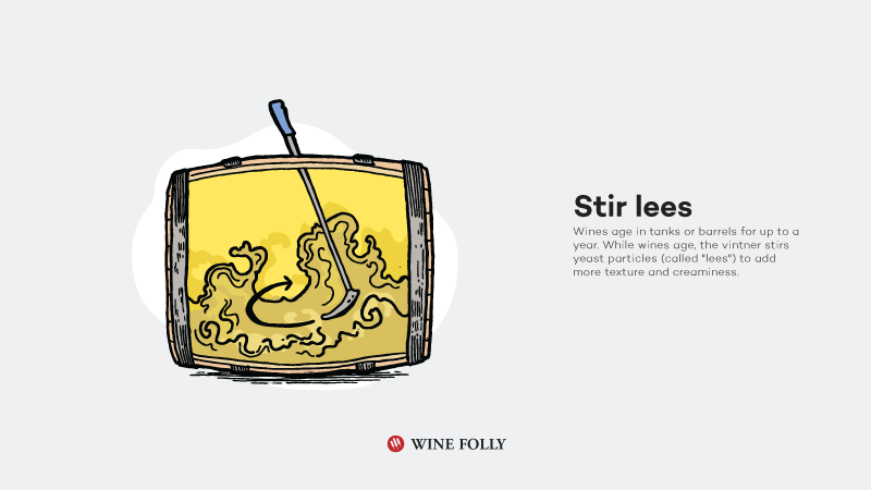 Kaip baltasis vynas yra pagamintas maišant nuosėdas