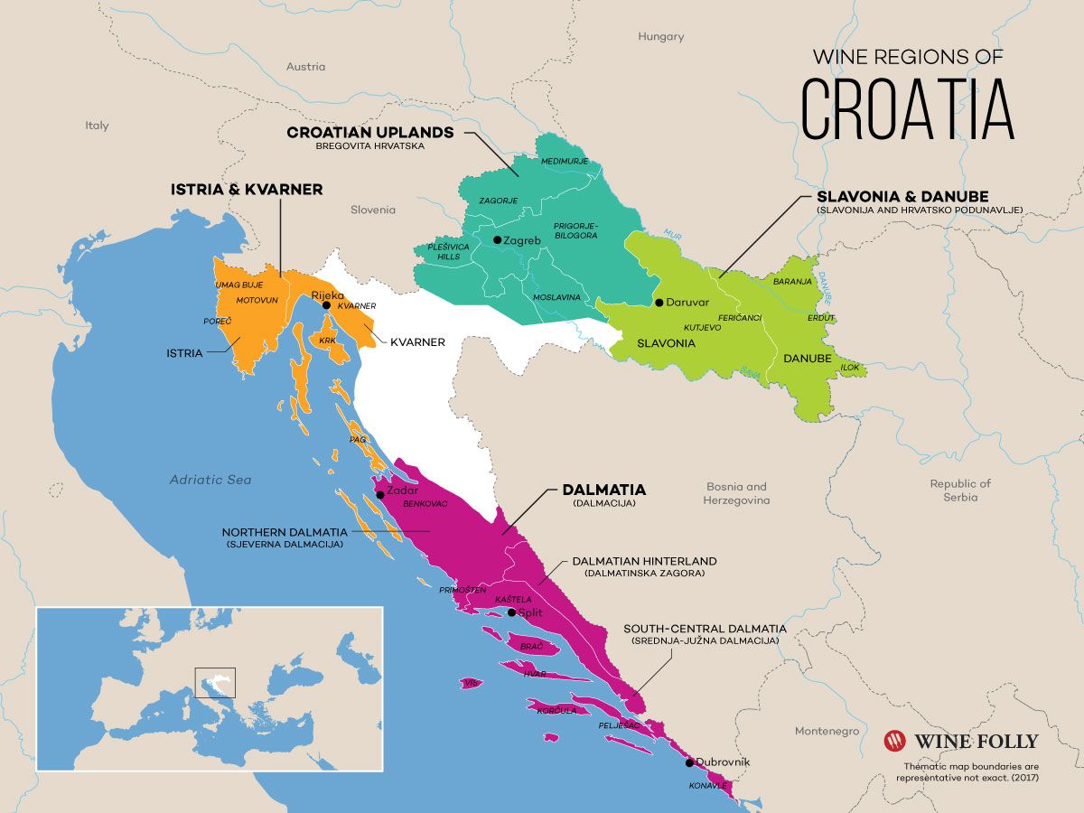 Mapa del vi de Croàcia per Wine Folly