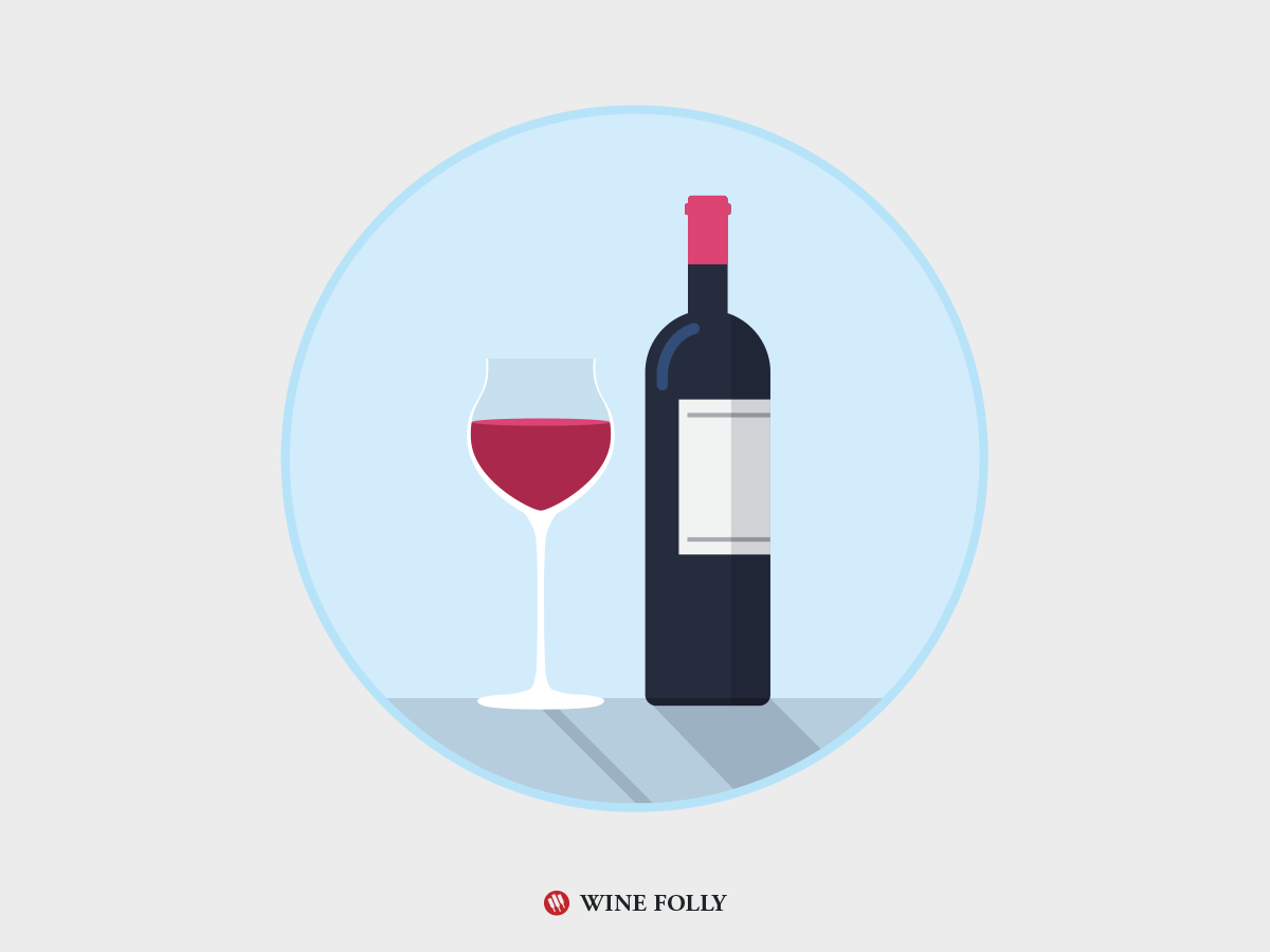 Vyno degustavimo butelio vyno taurės piktograma „Wine Folly“