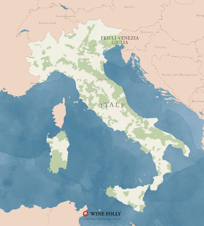 Регионална винена карта на Италия Совиньон Блан от Wine Folly