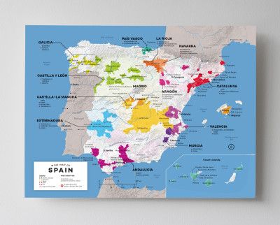 12x16 винена карта на Испания от Wine Folly
