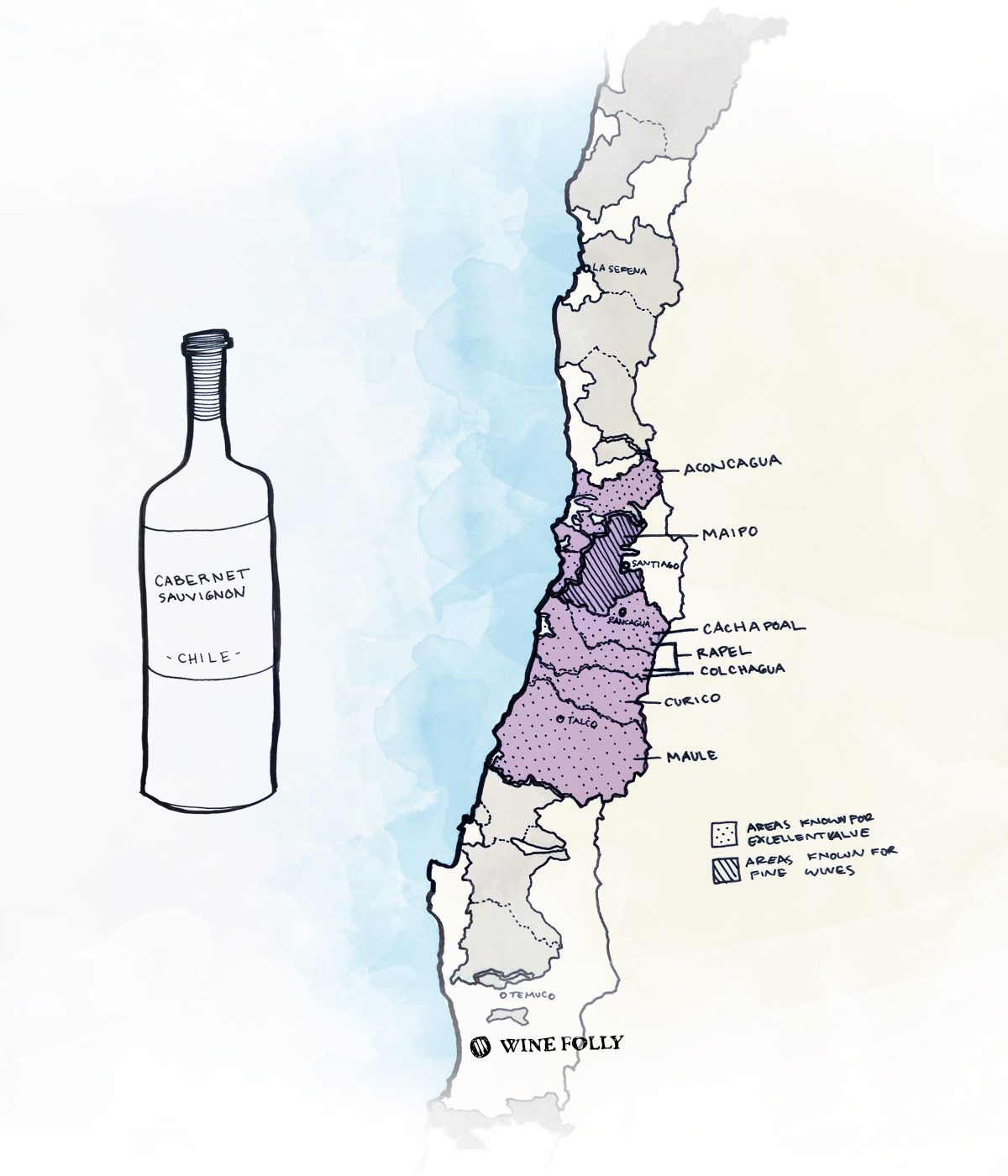 Čilės „Cabernet Sauvignon“ Geriausi vyno regionai