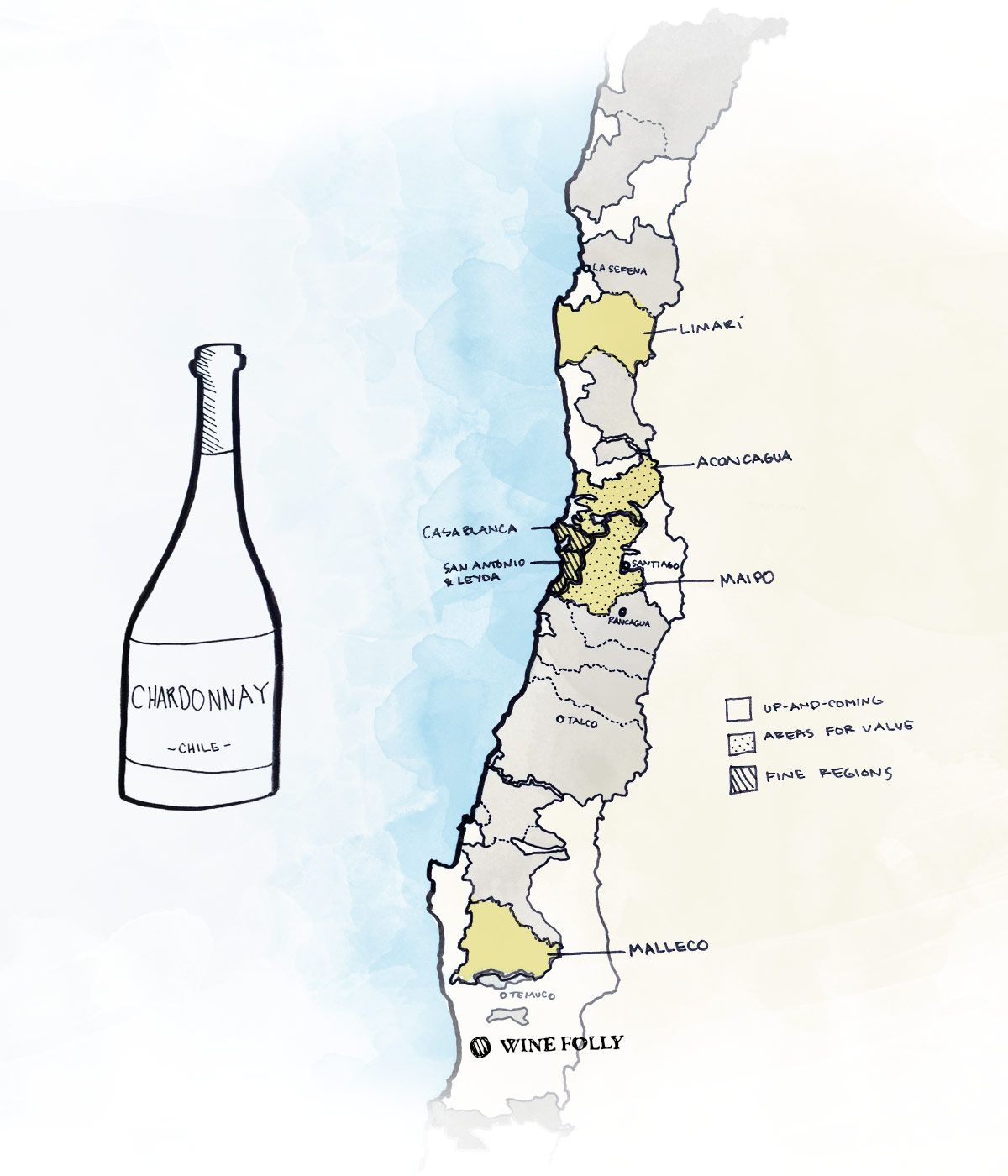 Geriausi vyno regionai ieškoti Čilės Chardonnay