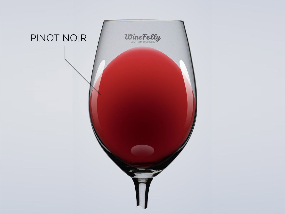Šviesiai raudono vyno „Pinot Noir“ iliustracija „Wine Folly“