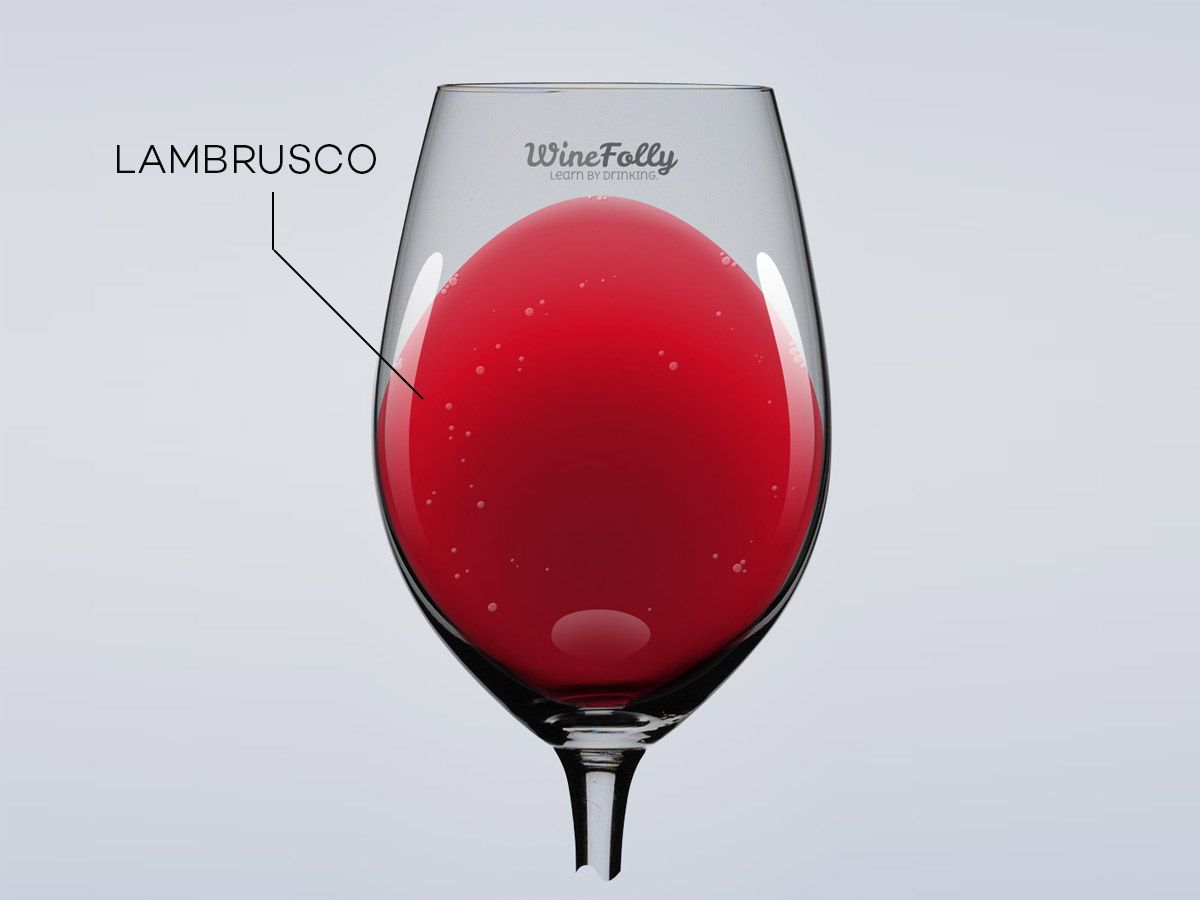نبيذ Lambrusco في رسم توضيحي للزجاج بواسطة Wine Folly