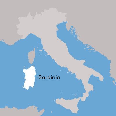 Carte de la région viticole de la Sardaigne par Wine Folly