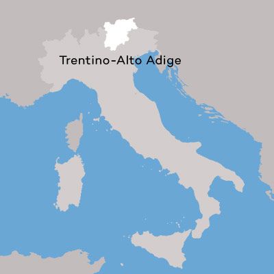 Carte de la région viticole du Trentin-Haut-Adige par Wine Folly