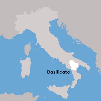 Mapa de la región vinícola de Basilicata por WIne Folly