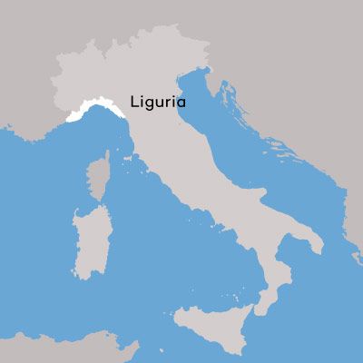 Ligurijos vyno regiono žemėlapis, kurį sukūrė „Wine Folly“