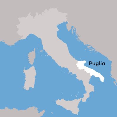 Apulijos vyno regiono žemėlapis pagal „Wine Folly“