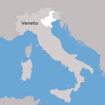 מפת אזור היין של ונטו מאת היין האיוולת