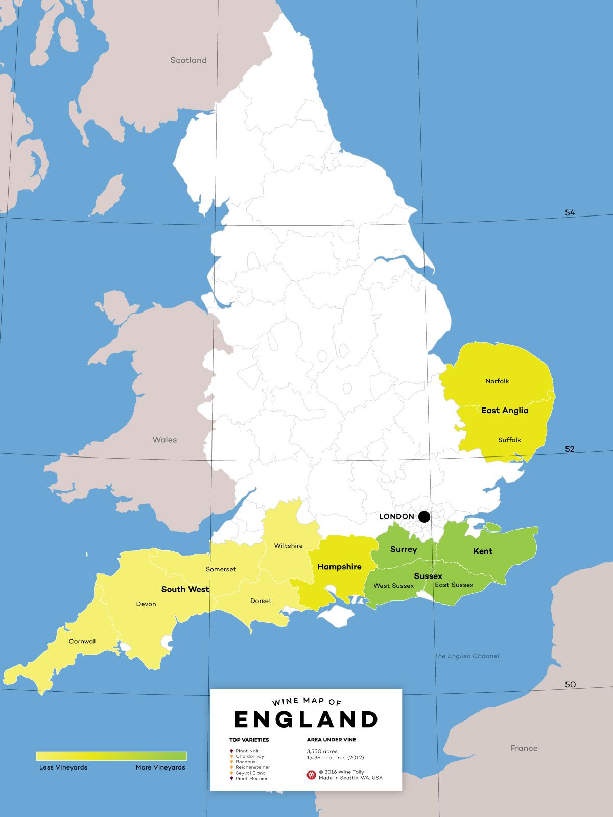 Zemljevid angleških vinskih regij Wine Folly
