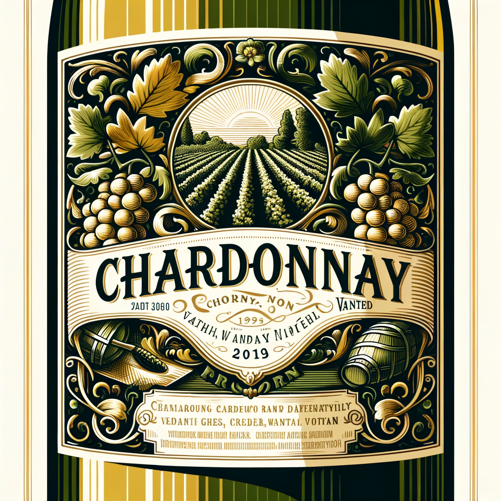 „chardonnay“ butelio etiketė