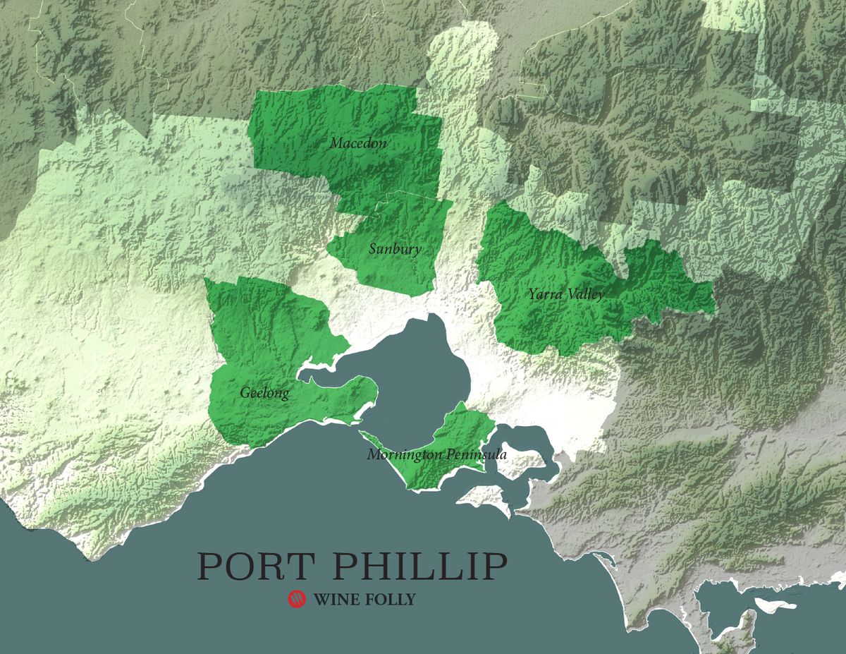 Victoria Avustralya Şarap Haritası Port Phillip Wine Folly