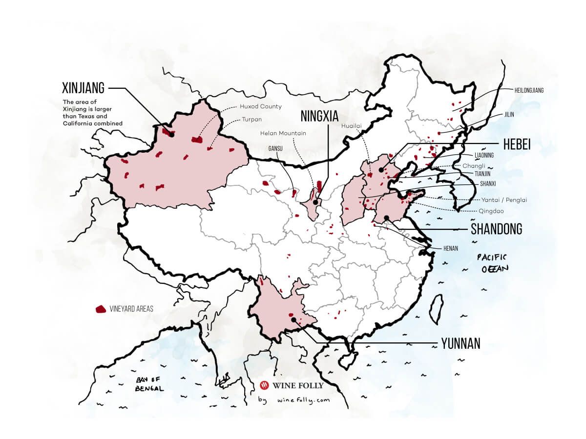 Çin Bölgesel Şarap Haritası Anahatları (düzeltildi) - Wine Folly 2019