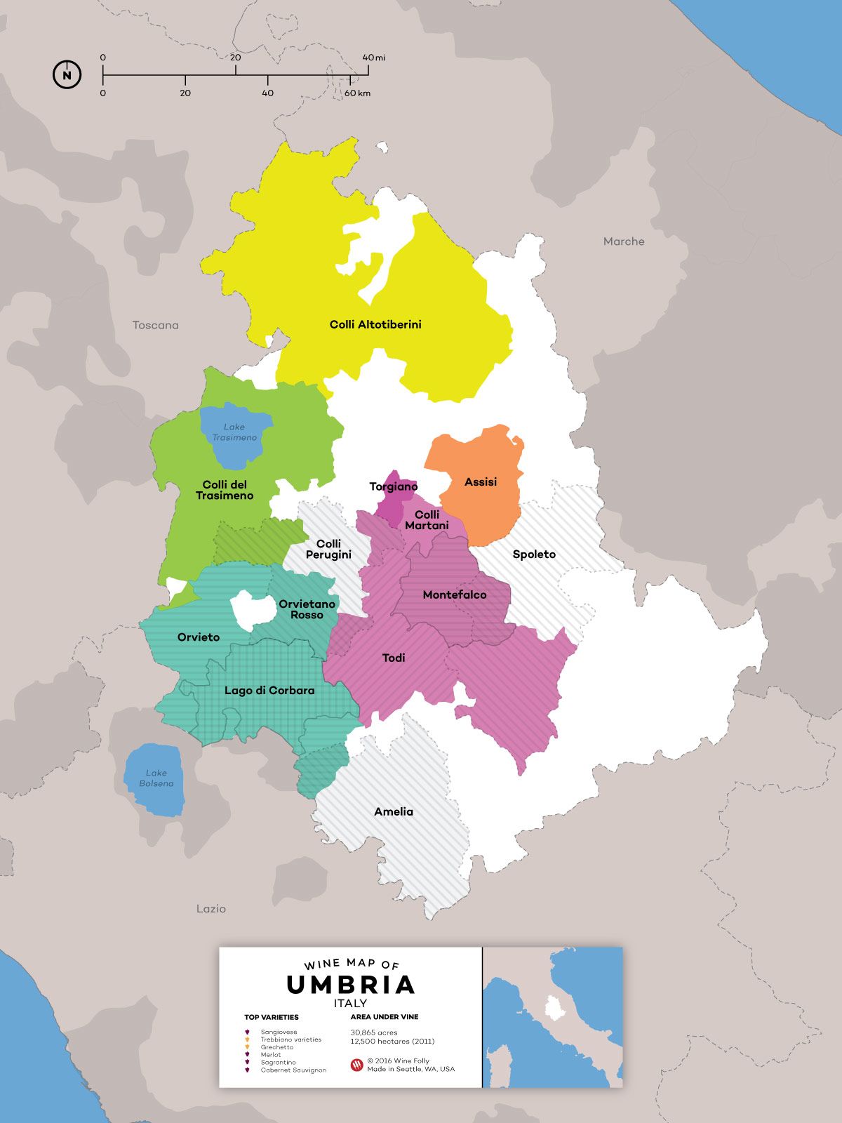 Bản đồ rượu vang Umbria Ý của Wine Folly