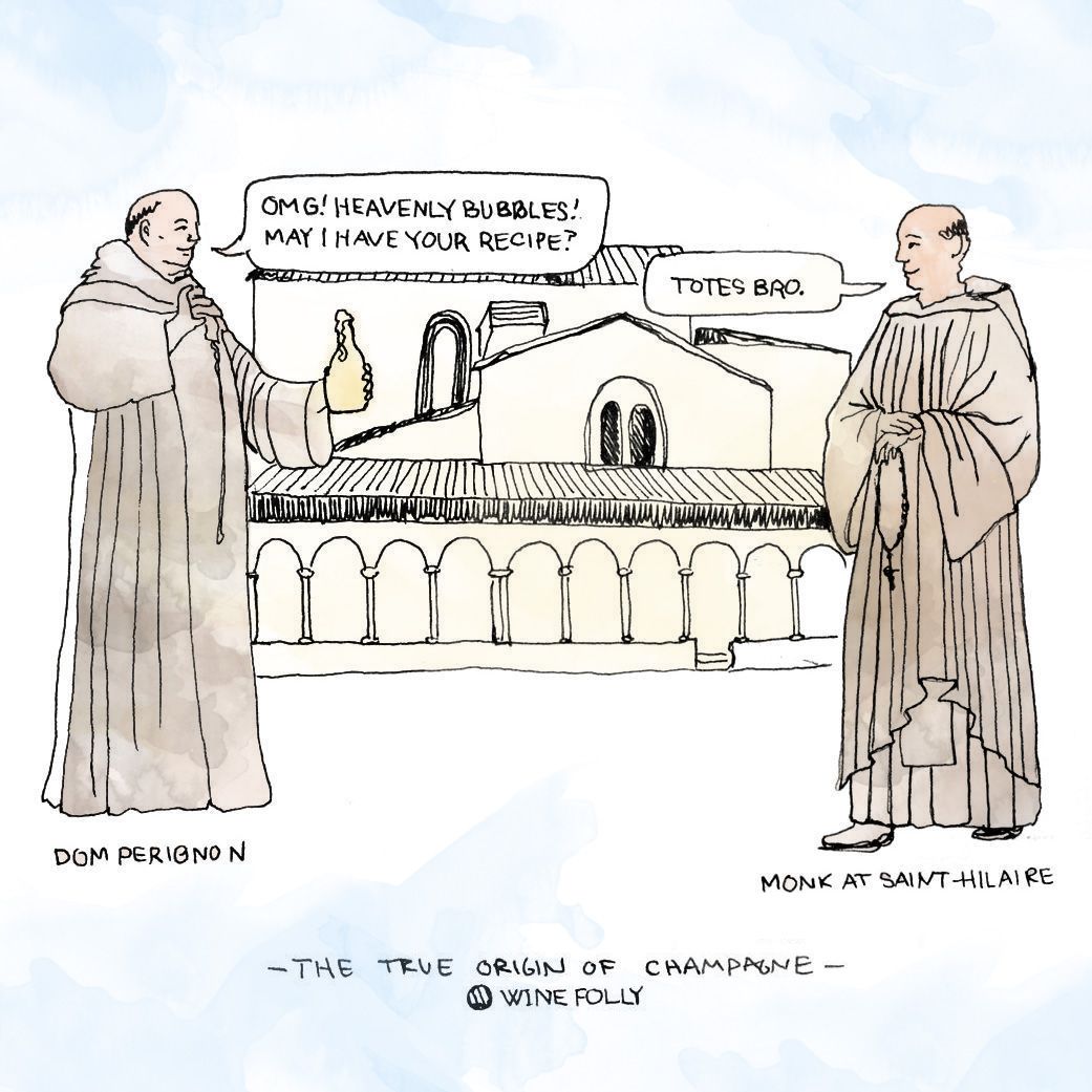 dom-perignon-hilaire-mnísi-cistercián-ilustrácia-vínna réva