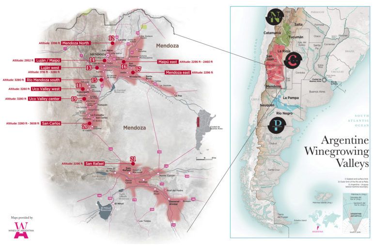 Mendoza Wine Country, подробно подрегионално сравнение от Wine Folly