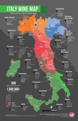 Карта на италианските винени региони от Wine Folly