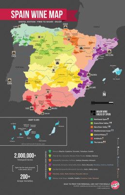 Bản đồ các vùng rượu vang Tây Ban Nha theo Wine Folly