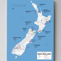 12x16 Naujosios Zelandijos vyno žemėlapis, kurį sukūrė „Wine Folly“