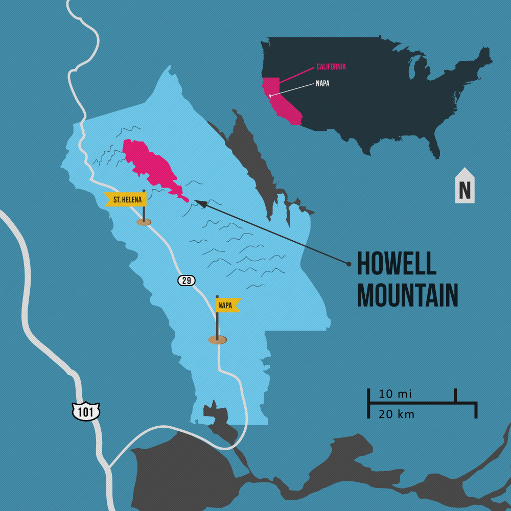 Howell Mountain Napa AVA na mapa