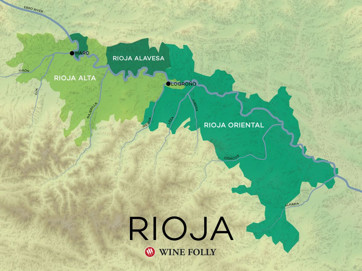 Nouvelle carte des vins de la Rioja, y compris la Rioja Oriental par Wine Folly