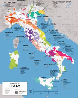 Italijos vyno žemėlapis - mažas