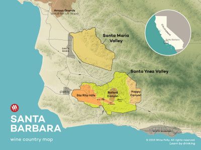 Santa Barbara na mapa ng bansa ng alak sa pamamagitan ng Wine Folly