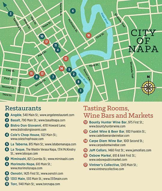 Mapa miesta konania mesta Napa