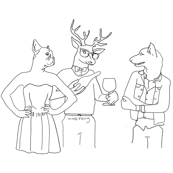 franse bulldog-corgi-herten-wijn-hipster-illustratie