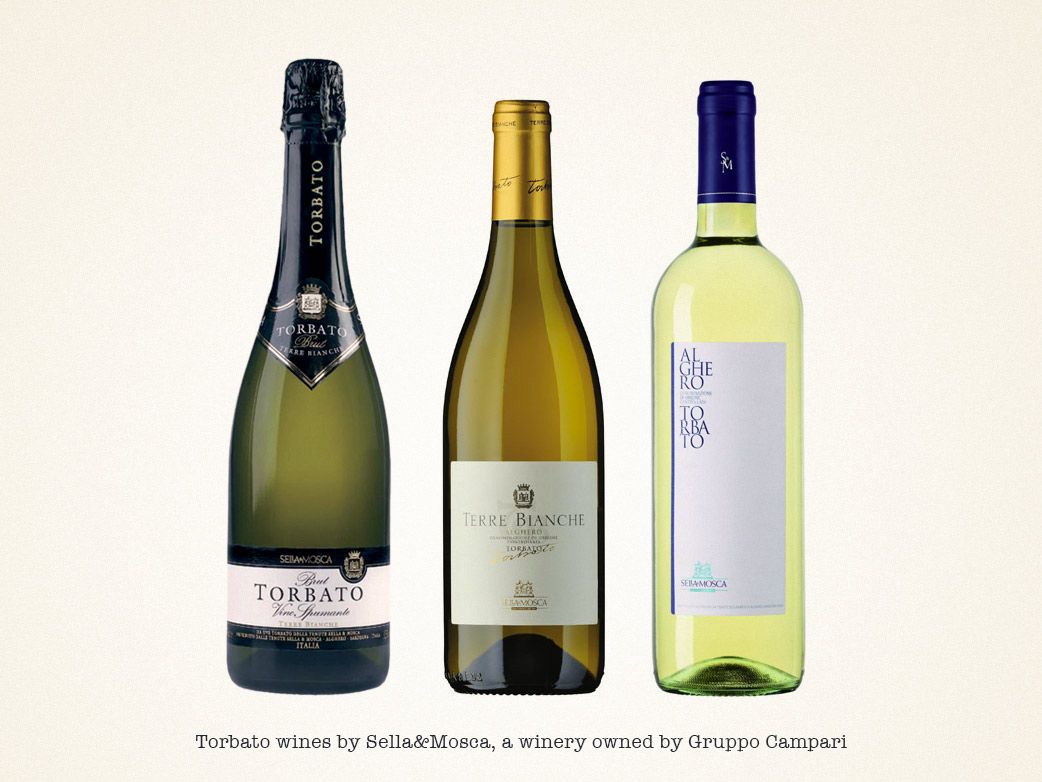 Torbato White Wines av Sella och Mosca inklusive glittrande och stilla