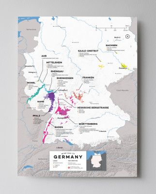 12x16 Vokietijos vyno žemėlapis, kurį sukūrė „Wine Folly“