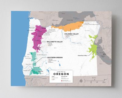 12x16 JAV Oregono vyno žemėlapis, kurį sukūrė „Wine Folly“