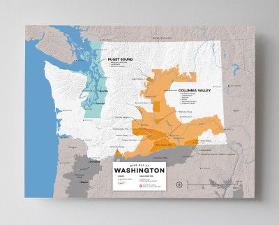 12x16 JAV Vašingtono vyno žemėlapis, kurį sukūrė „Wine Folly“