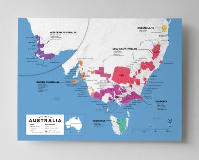 12x16 vyno žemėlapis Australijoje, kurį sukūrė „Wine Folly“