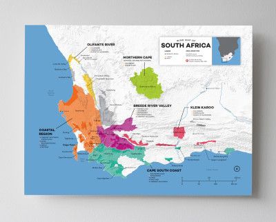 מפת יין בדרום אפריקה 12x16 מאת Wine Folly