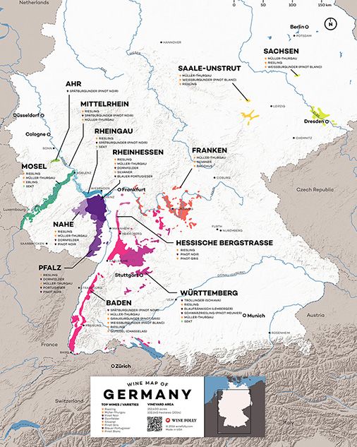 Vinski zemljevid Nemčije - Wine Folly