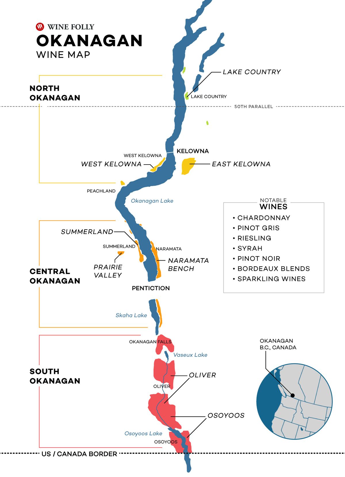 Okanagan Wine Map بواسطة Wine Folly
