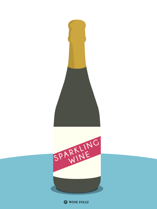 putojantis vynas-šampano butelis