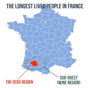 ilgiausiai gyvenusių žmonių regione Prancūzijoje