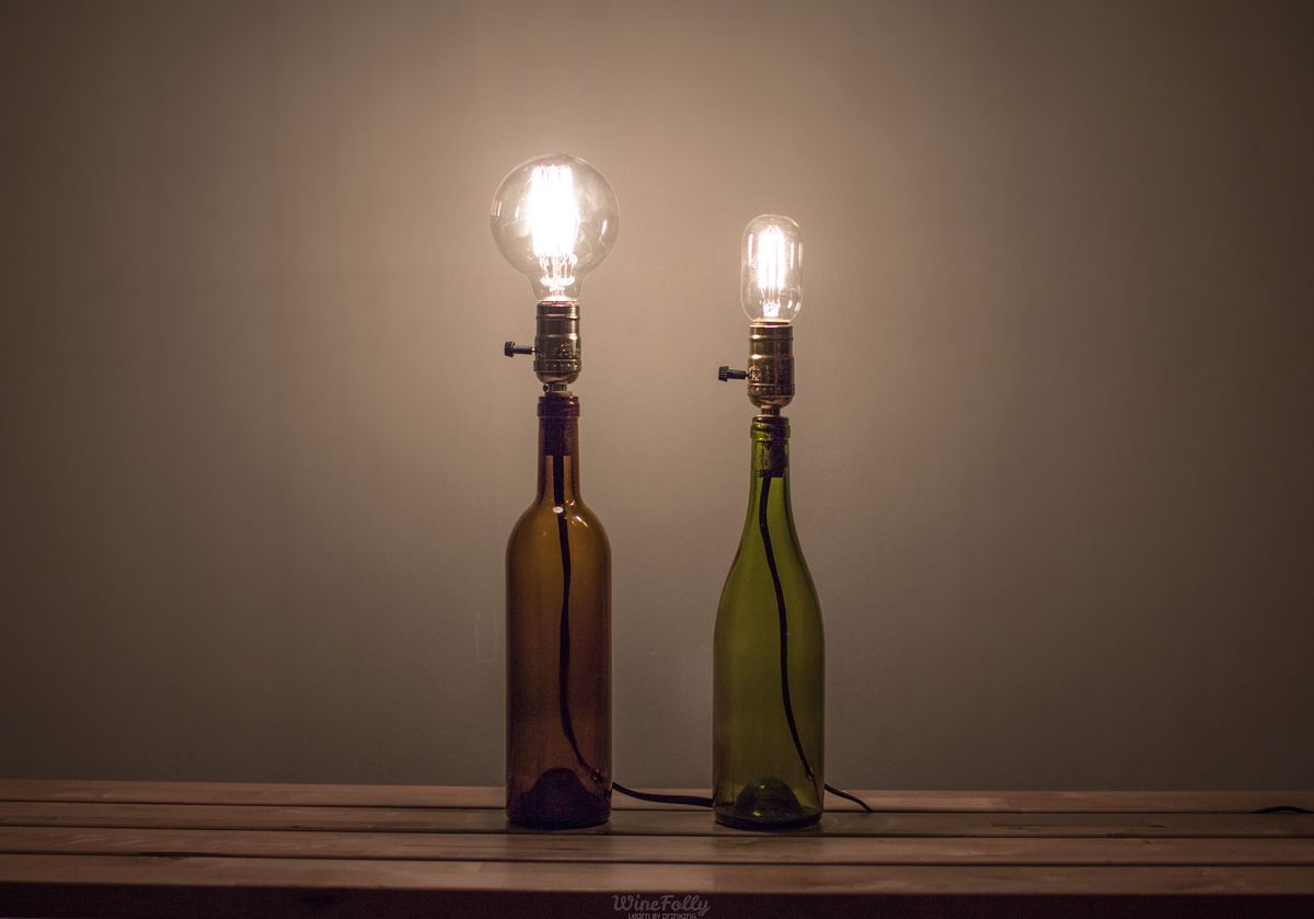 Идеи лампы для бутылок вина