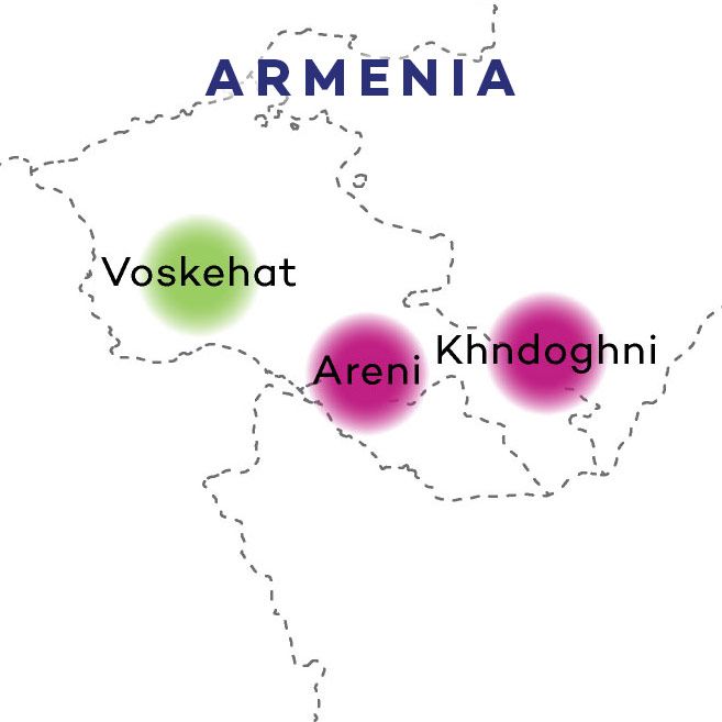 יינות ארמניים במפה על ידי יין שוטים