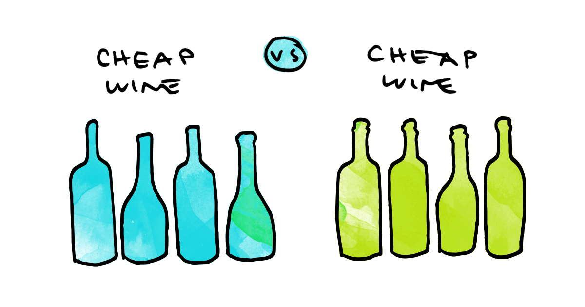 дешевое вино по сравнению с ценным вином